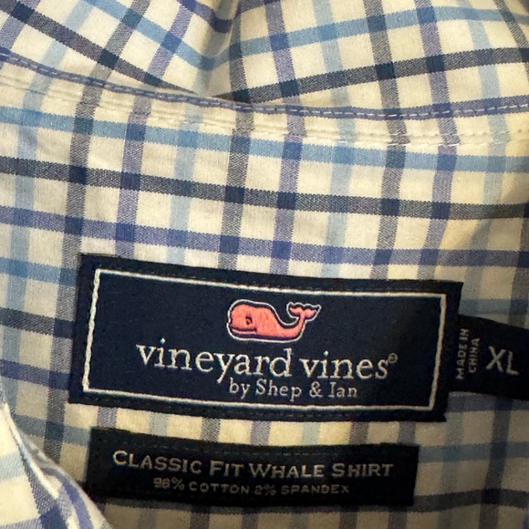 Vineyard Vines By Shep & Ian Size XL Classic Fit Whale Shirt Blue and White cks - Picture 4 of 14